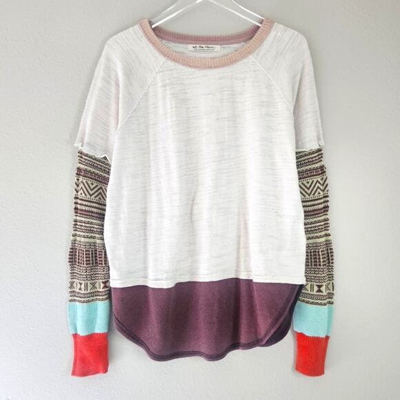 Free People Jordan Mix Knit Tee in Fun Time‎ Combo Size Small - Picture 2 of 12